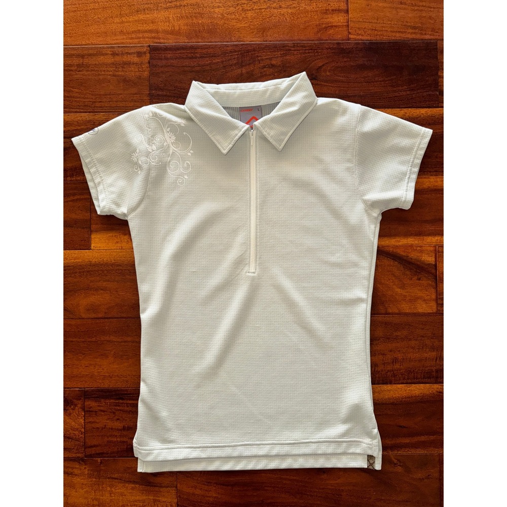Scott Performance Golf Polo Shirt Women L Quarter Zip‎ Embroidered Short Sleeve